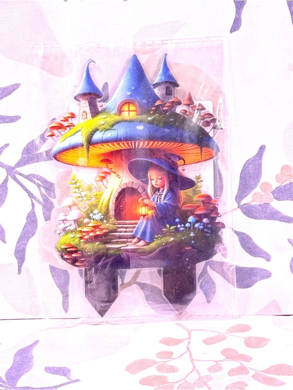 NWT 2D Flat Whimsical Blue Mushroom House Garden Stake/decoration-waterproof - Picture 4 of 4